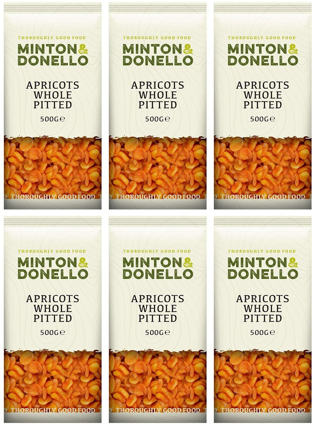 6 x Minton & Donello Apricots Whole Pitted - 500g