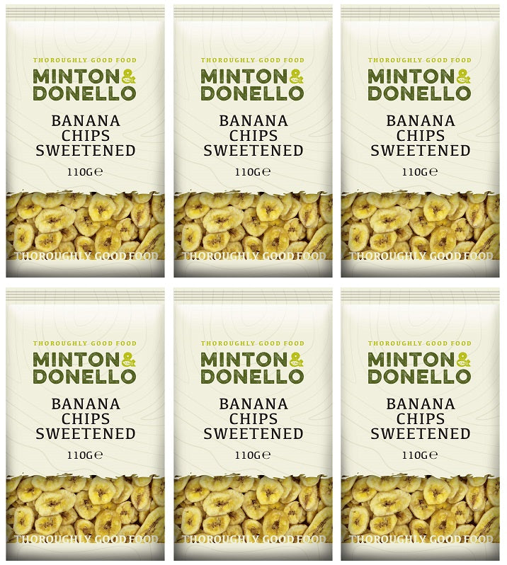 6 x Minton & Donello Banana Chips Sweetened - 110g