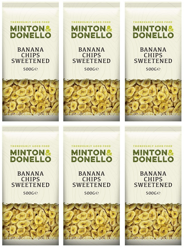 6 x Minton & Donello Banana Chips Sweetened - 500g