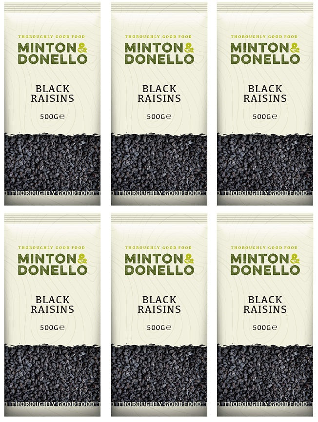 6 x Minton & Donello Black Raisins - 500g