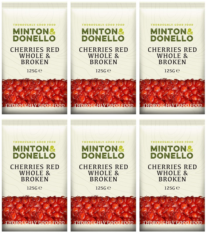 6 x Minton & Donello Cherries Red Whole & Broken - 125g