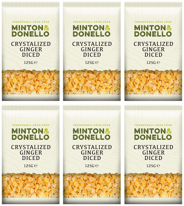 6 x Minton & Donello Crystalized Ginger Diced - 125g