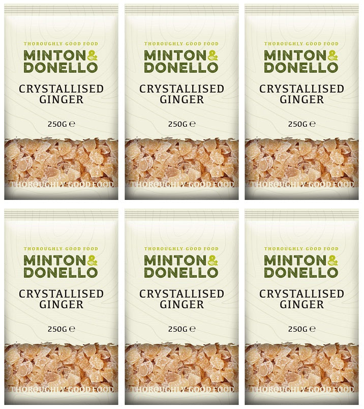 6 x Minton & Donello Crystalized Ginger Diced - 250g