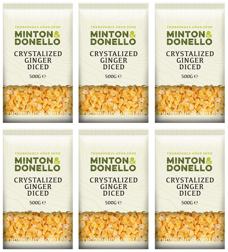 6 x Minton & Donello Crystalized Ginger Diced - 500g