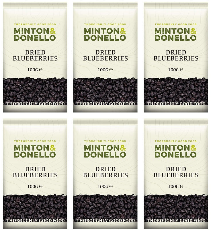 6 x Minton & Donello Dried Blueberries - 100g