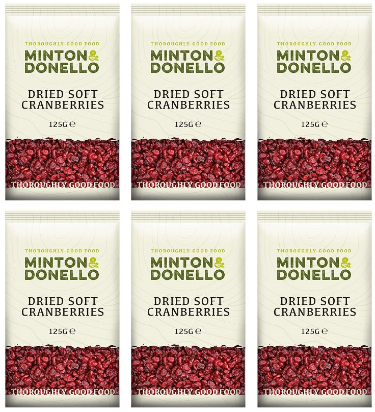 6 x Minton & Donello Dried Soft Cranberries - 125g