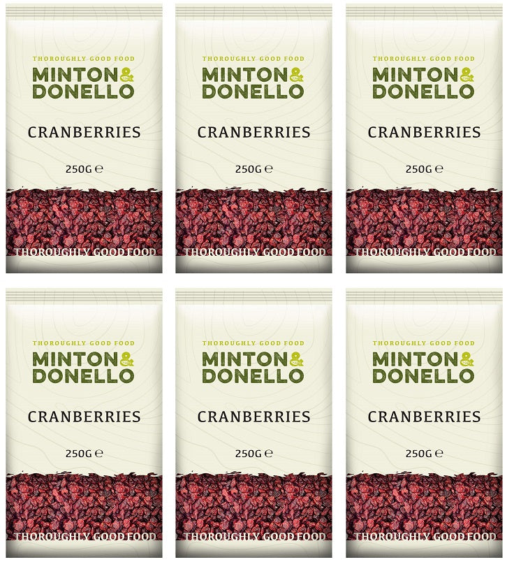 6 x Minton & Donello Dried Soft Cranberries - 250g