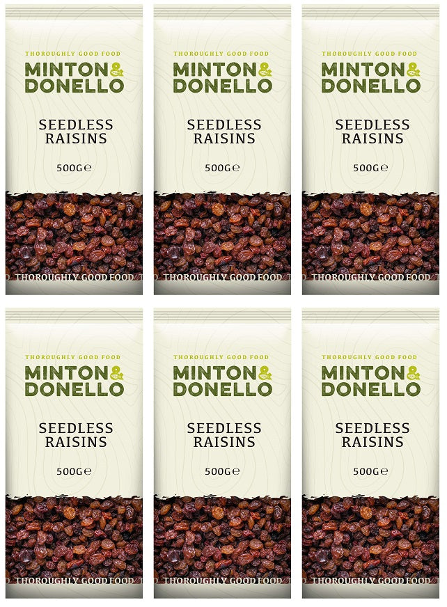 6 x Minton & Donello Seedless Raisin - 500g