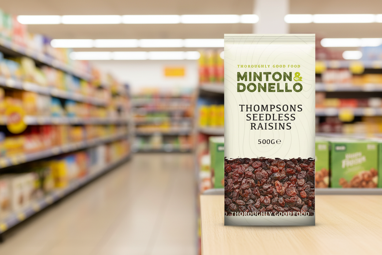 6 x Minton & Donello Thompsons Seedless Raisins - 500g