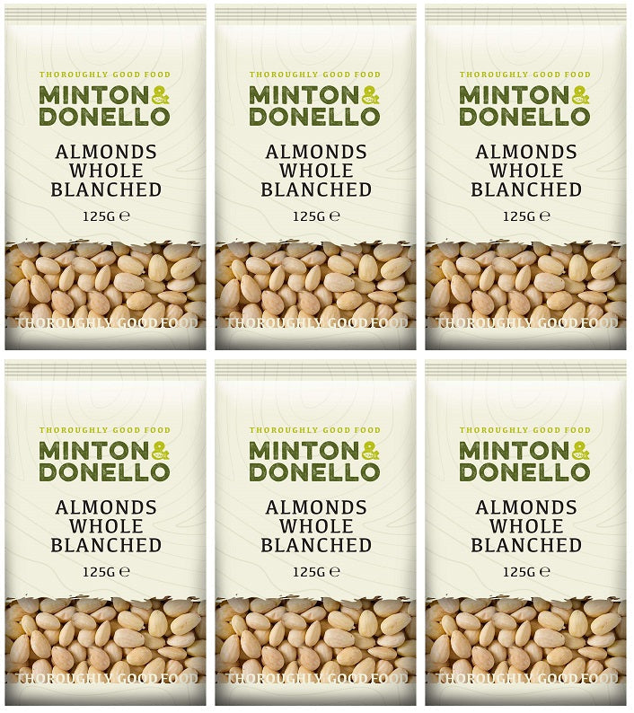 6 x Minton & Donello Almonds Whole Blanched - 125g