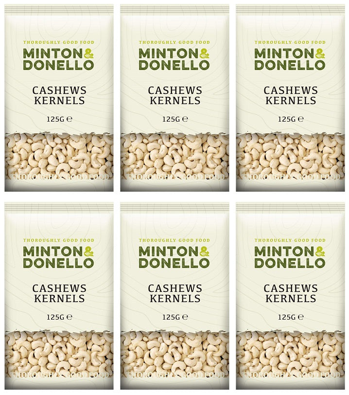 6 x Minton & Donello Cashews Kernels - 125g