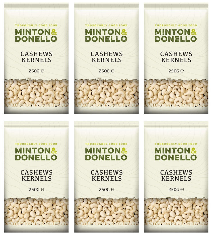 6 x Minton & Donello Cashews Kernels - 250g