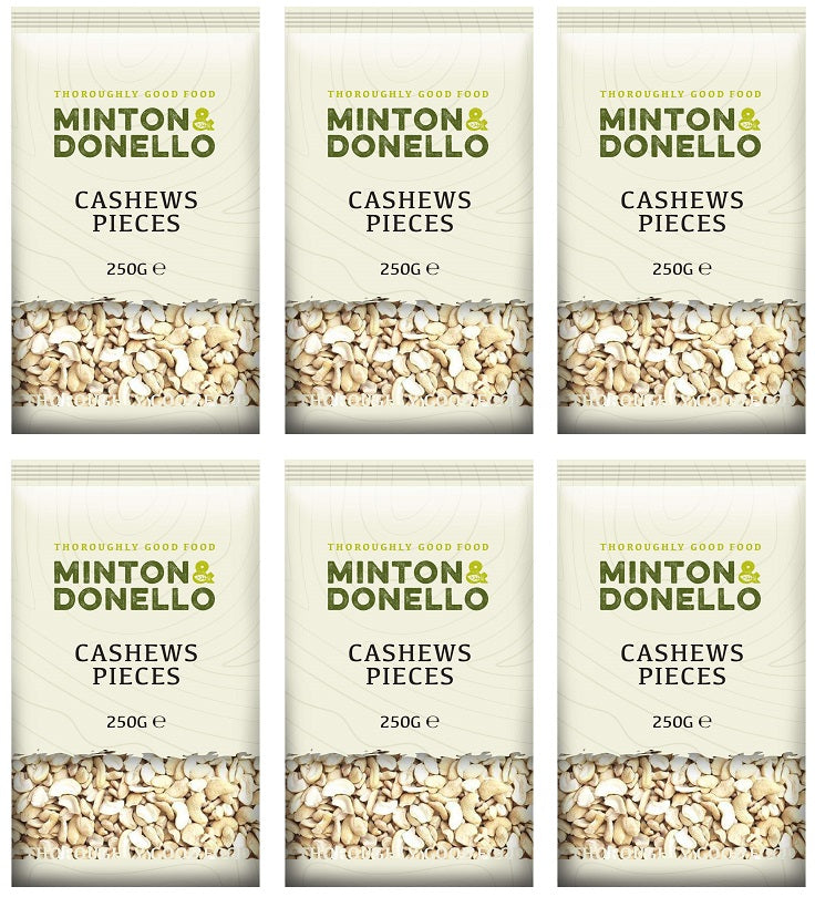 6 x Minton & Donello Cashews Pieces - 250g