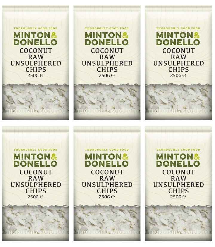 6 x Minton & Donello Coconut Raw Unsulphered Chips - 250g