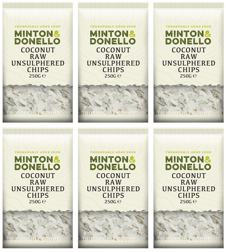 6 x Minton & Donello Coconut Toasted Unsweetened Chips - 125g