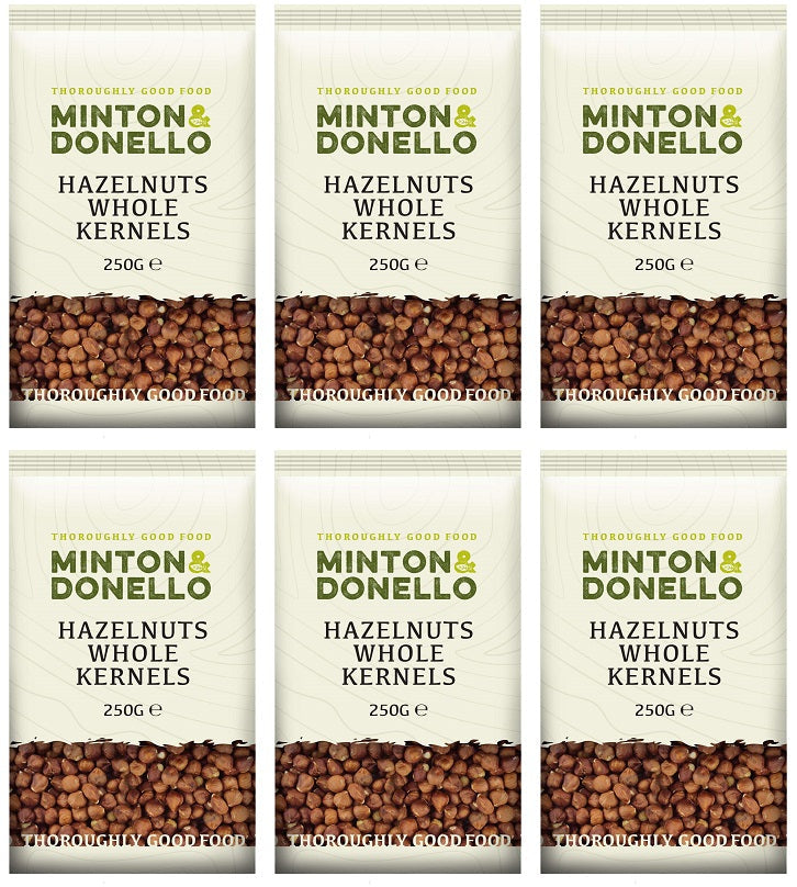 6 x Minton & Donello Hazelnuts Whole Kernels - 250g