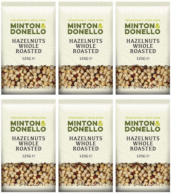 6 x Minton & Donello Hazelnuts Whole Roasted - 125g
