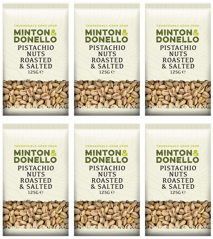 6 x Minton & Donello Pistachio Nuts Roasted & Salted - 125g