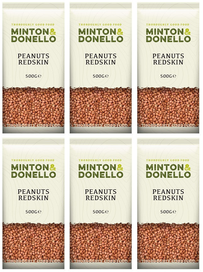 6 x Minton & Donello Redskin Peanuts - 500g