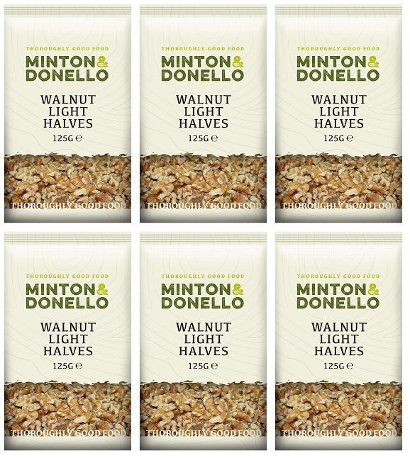 6 x Minton & Donello Walnut Light Halves - 125g