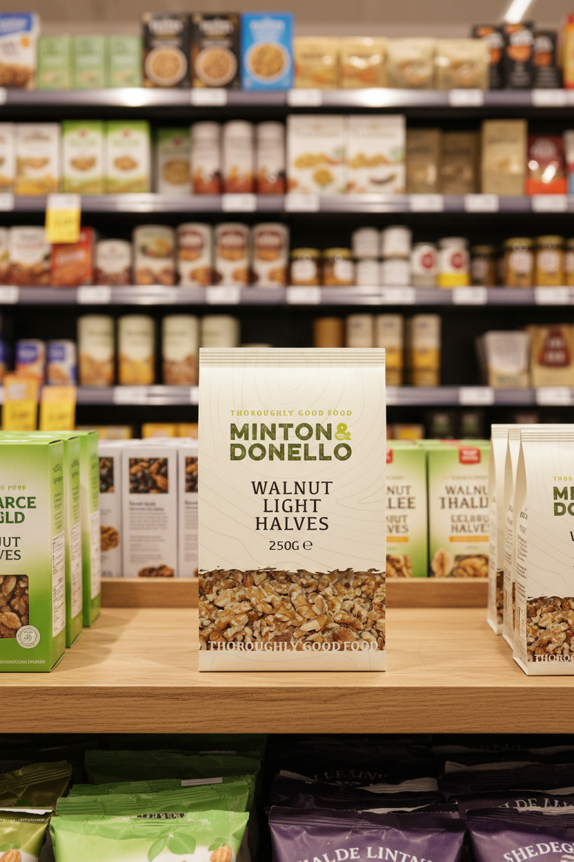 6 x Minton & Donello Walnut Light Halves - 250g