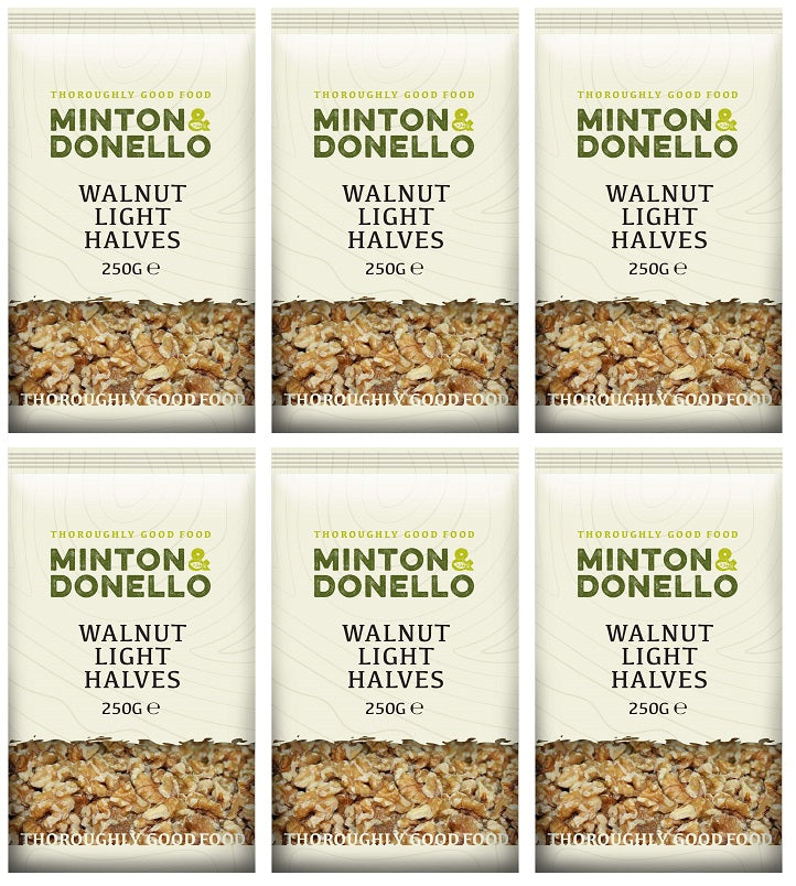 6 x Minton & Donello Walnut Light Halves - 250g