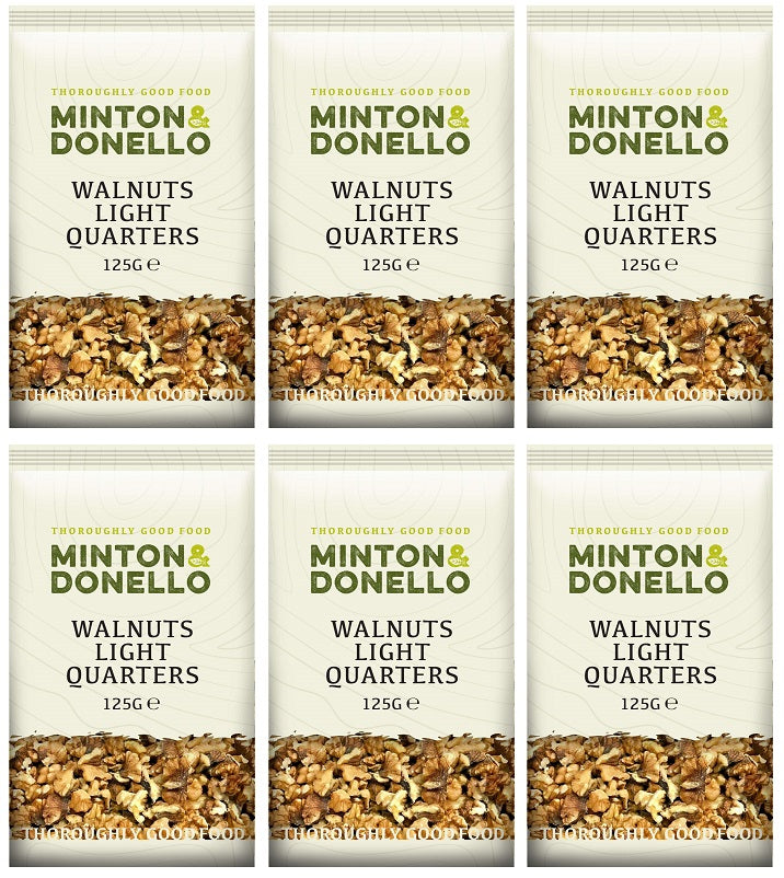 6 x Minton & Donello Walnuts Light Quarters - 125g