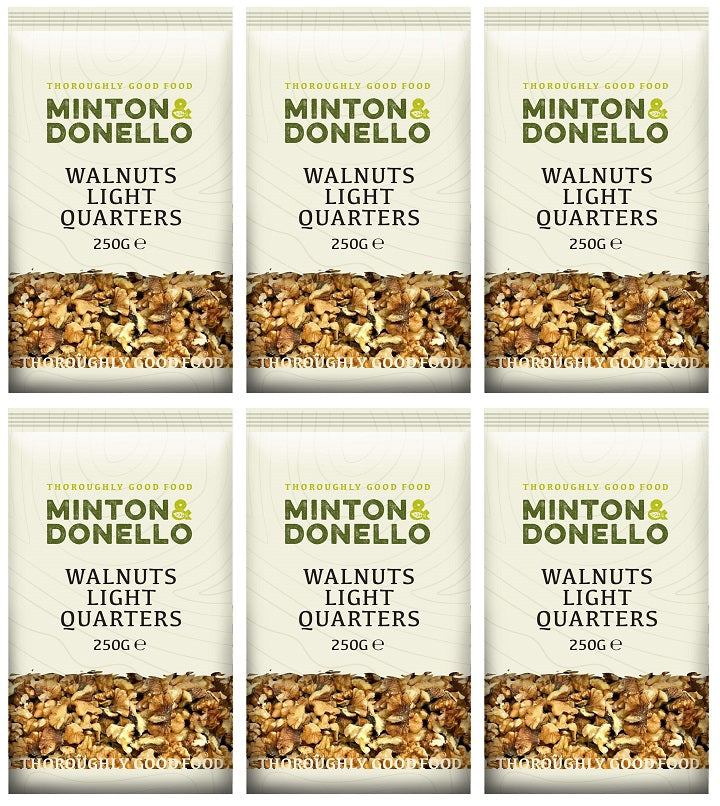 6 x Minton & Donello Walnuts Light Quarters - 250g