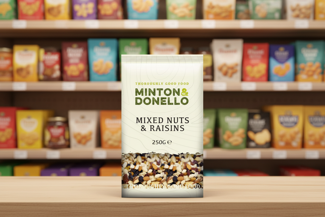 6 x Minton & Donello Mixed Nuts & Raisins - 250g