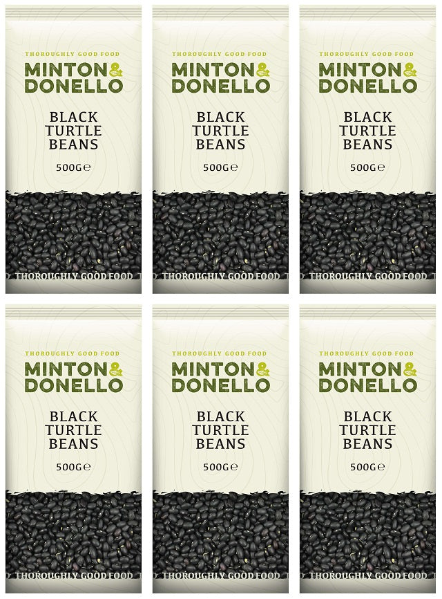 6 x Minton & Donello Black Turtle Beans - 500g