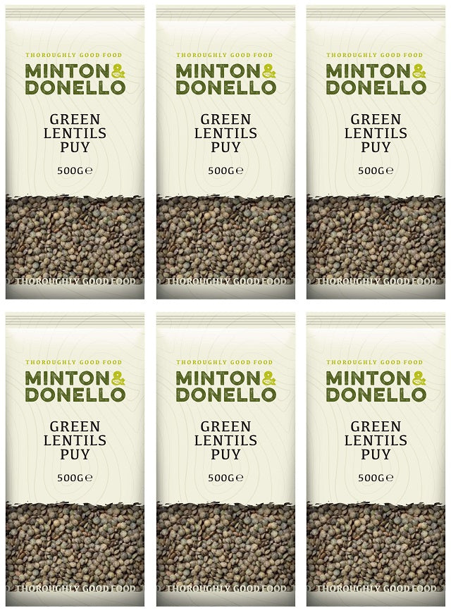 6 x Minton & Donello Green Lentils Puy - 500g