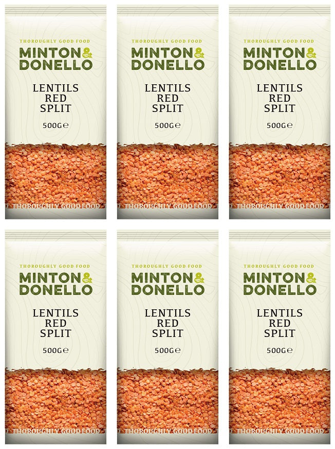 6 x Minton & Donello Lentils Red Split - 500g