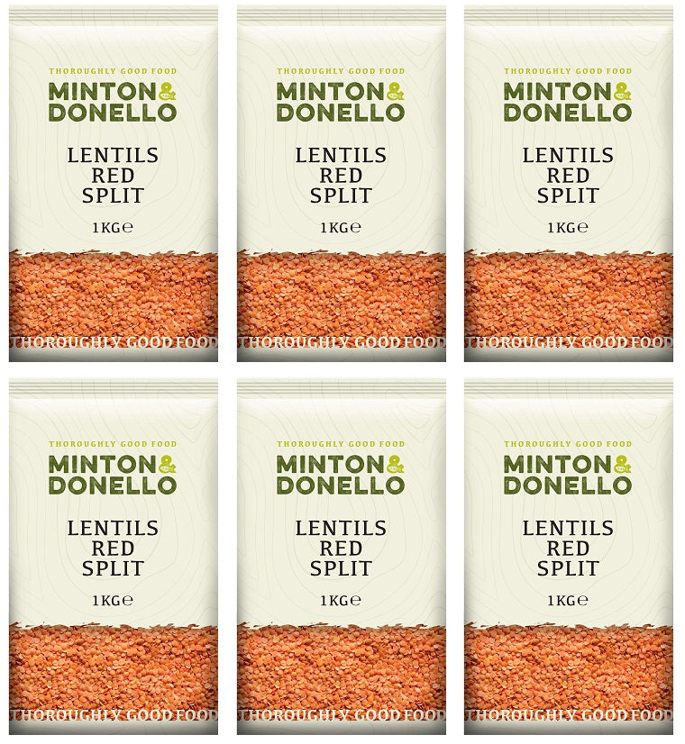 6 x Minton & Donello Lentils Red Split - 1000g
