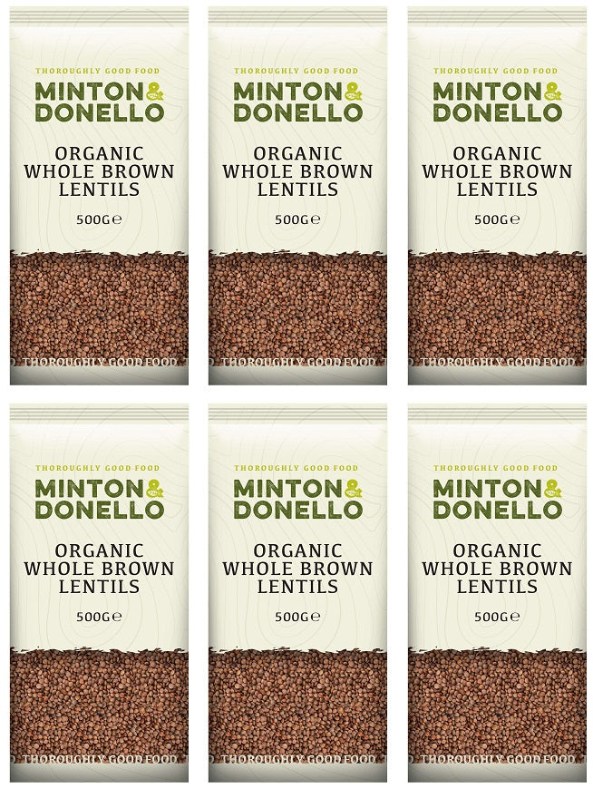 6 x Minton & Donello Lentils Whole Brown - 500g