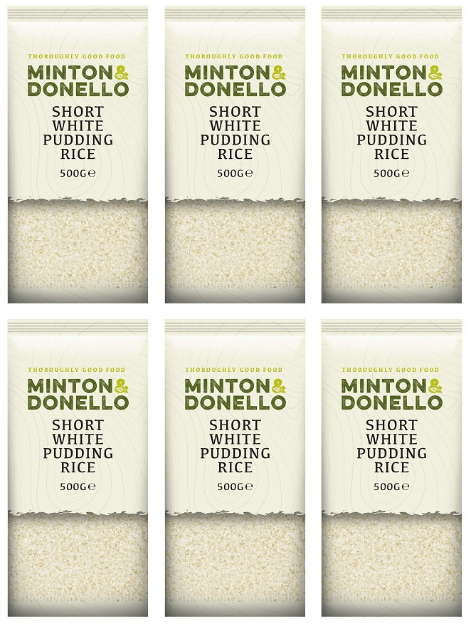 6 x Minton & Donello Short White Pudding Rice - 500g