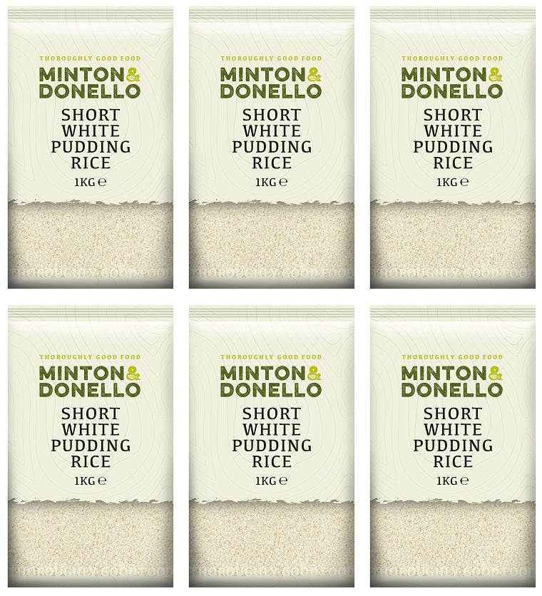 6 x Minton & Donello Short White Pudding Rice - 1000g