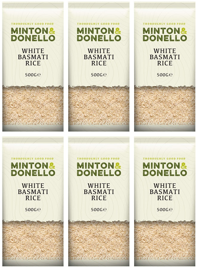 6 x Minton & Donello White Basmati Rice - 500g
