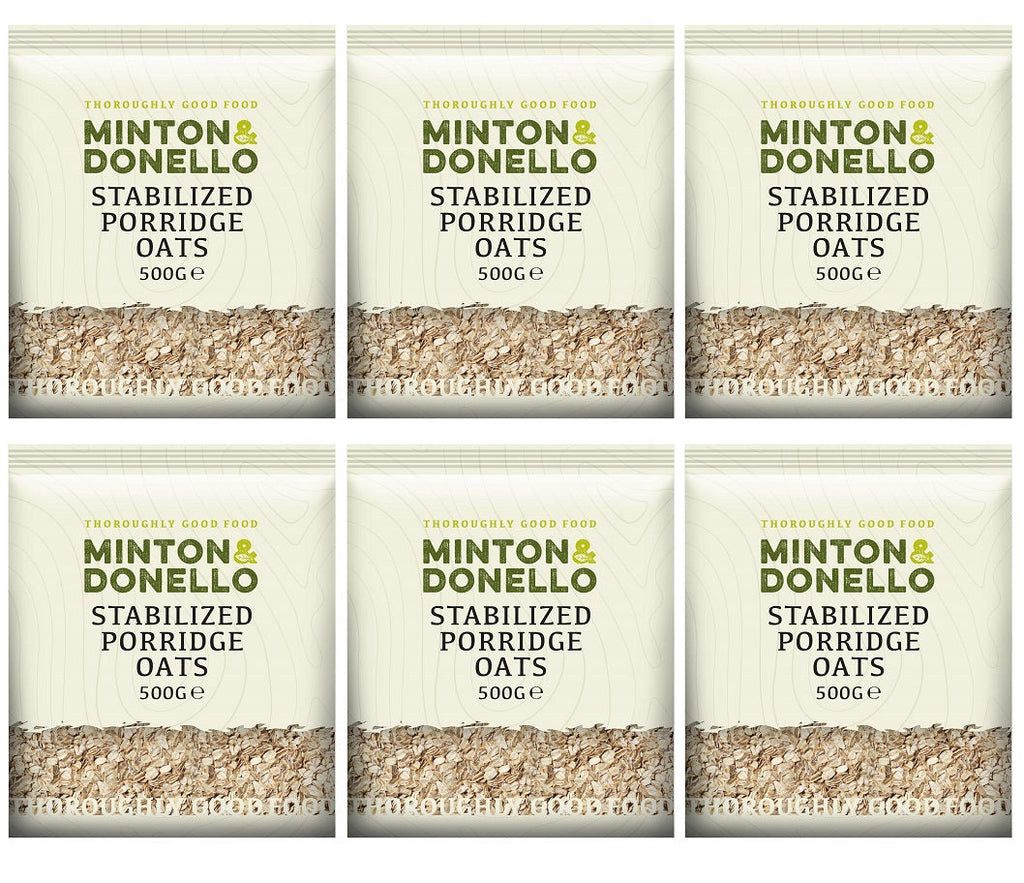 6 x Minton & Donello Stabilized Porridge Oats - 500g
