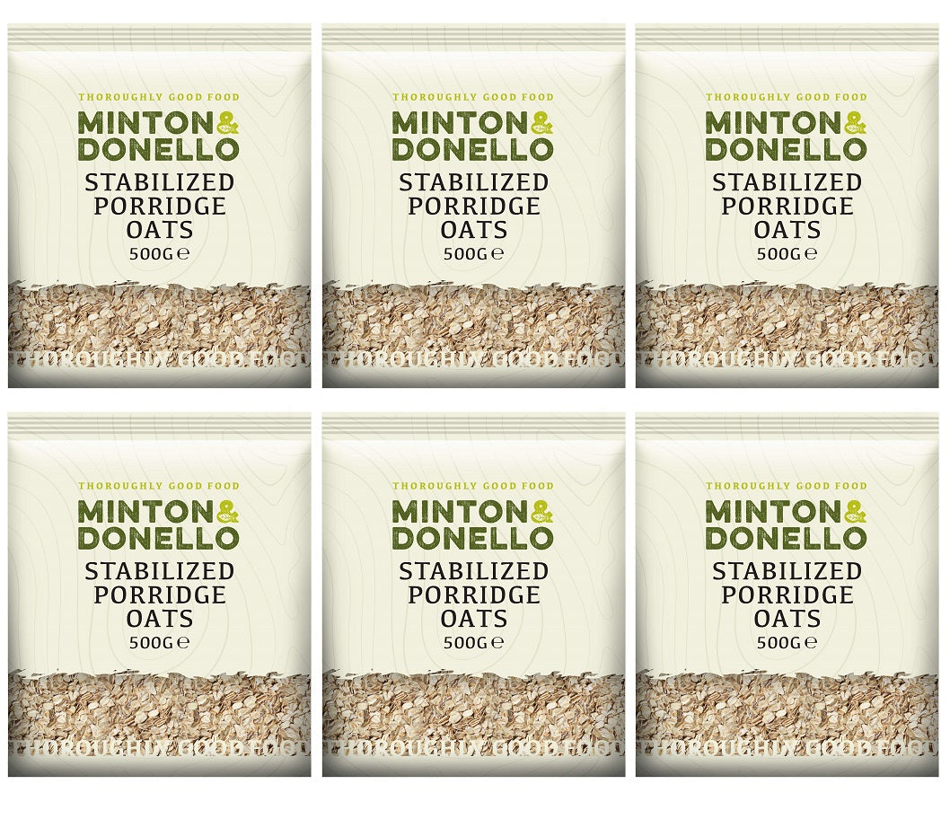 6 x Minton & Donello Stabilized Porridge Oats - 500g