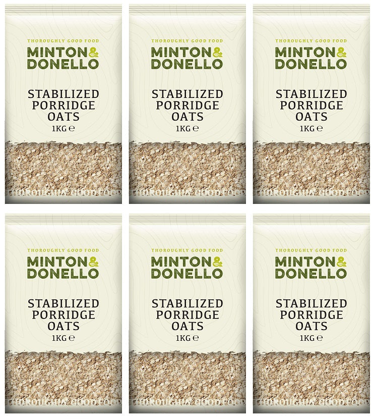6 x Minton & Donello Stabilized Porridge Oats - 1000g