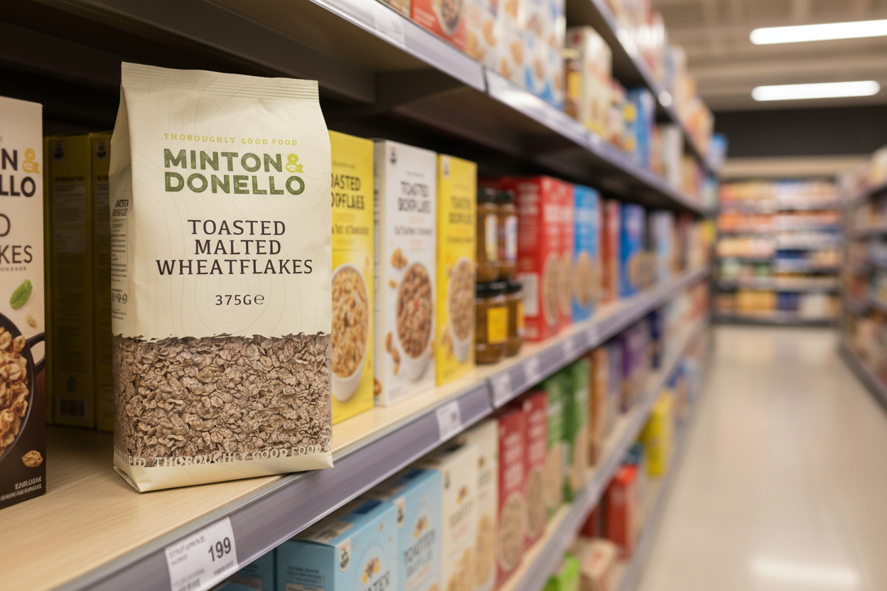 6 x Minton & Donello Toasted Malted Wheatflakes - 375g