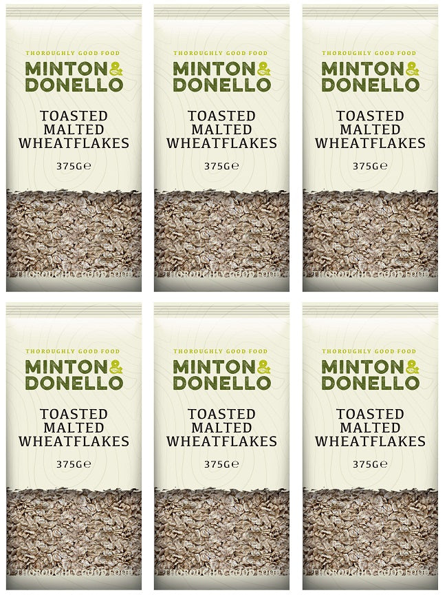 6 x Minton & Donello Toasted Malted Wheatflakes - 375g