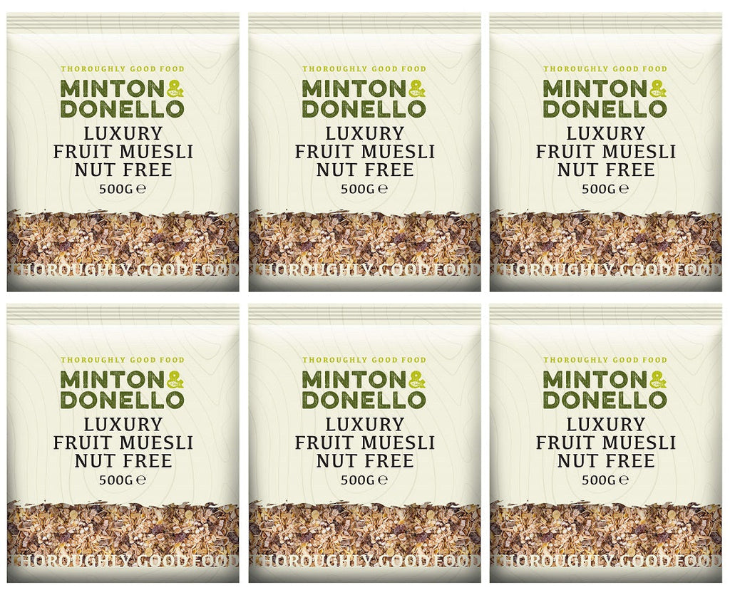6 x Minton & Donello Luxury Fruit Muesli Nut Free - 500g