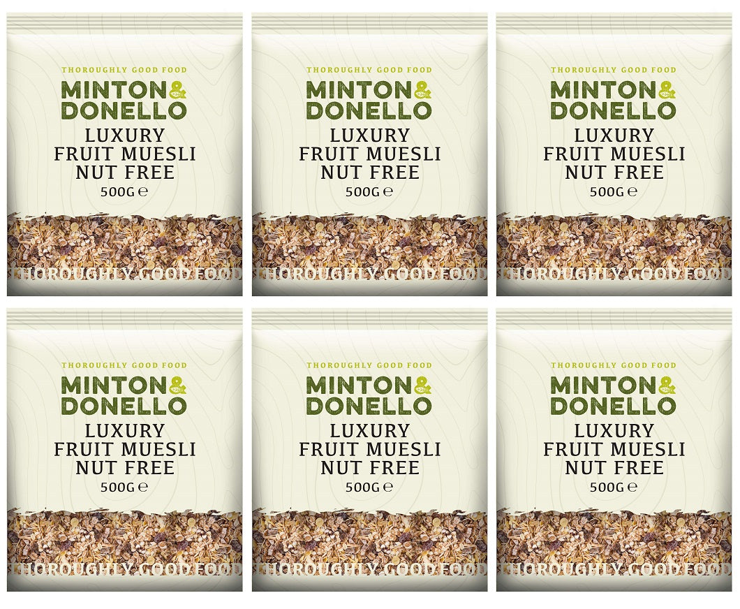 6 x Minton & Donello Luxury Fruit Muesli Nut Free - 500g