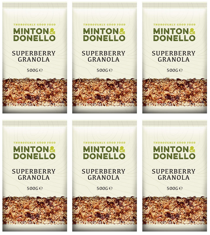 6 x Minton & Donello Super Berry Granola Crunch - 500g
