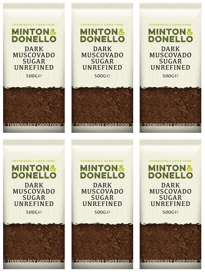 6 x Minton & Donello Dark Muscovado Sugar Unrefined - 500g