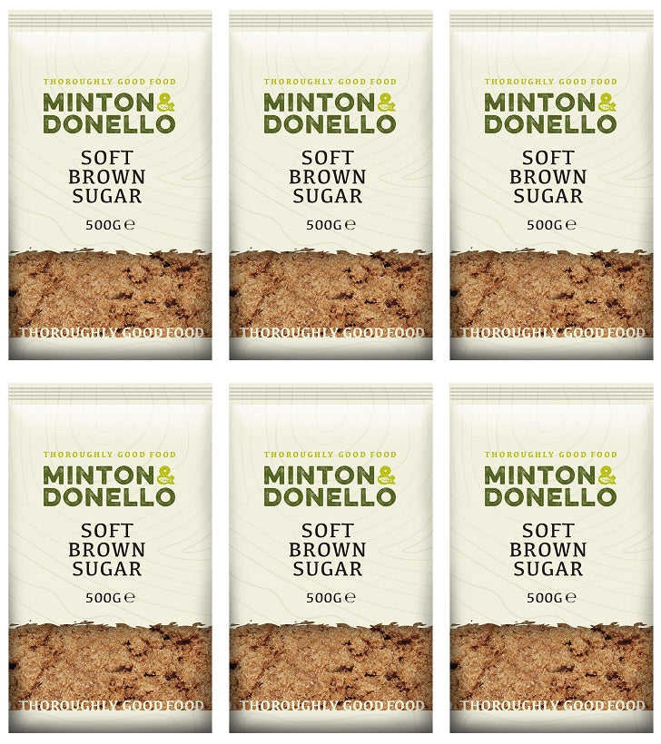 6 x Minton & Donello Soft Brown Sugar - 500g
