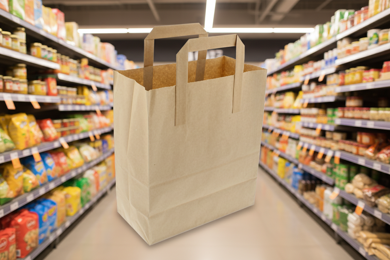 250 x Kraft Brown Bag Handles 8.5X13X10