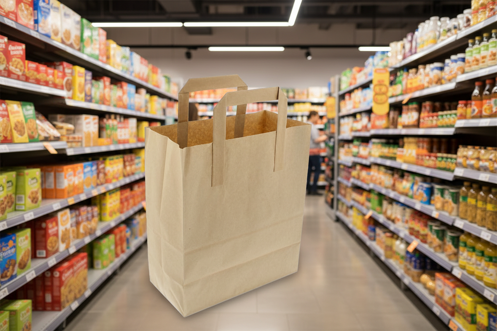 250 x Kraft Brown Bag Handles 8.5X13X10