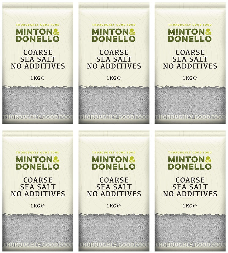 6 x Minton & Donello Coarse Sea Salt No Additives - 1000g